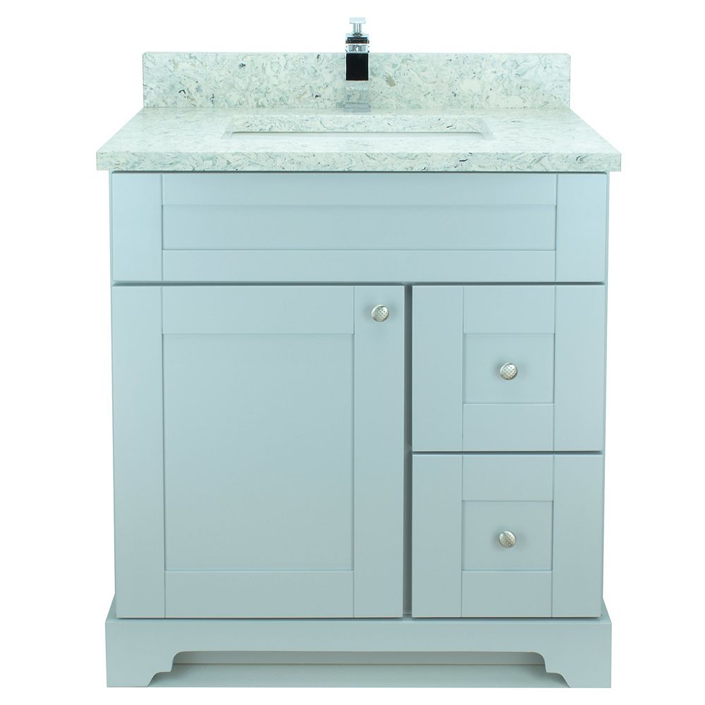 LUKX Bold Damian 24-inch Vanity in Grey Right Side Drawers with Topaz ...