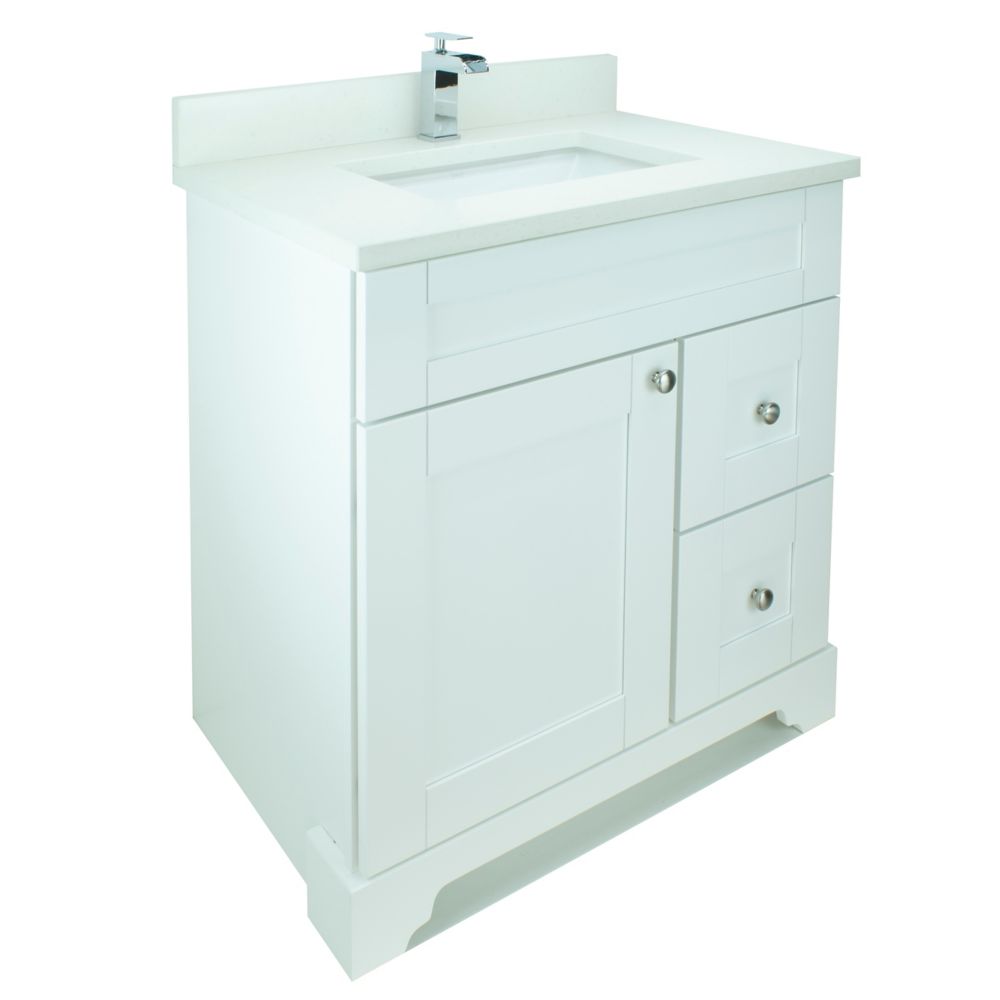 LUKX Bold Damian 24-inch Vanity In White Right Side Drawers With Silk ...