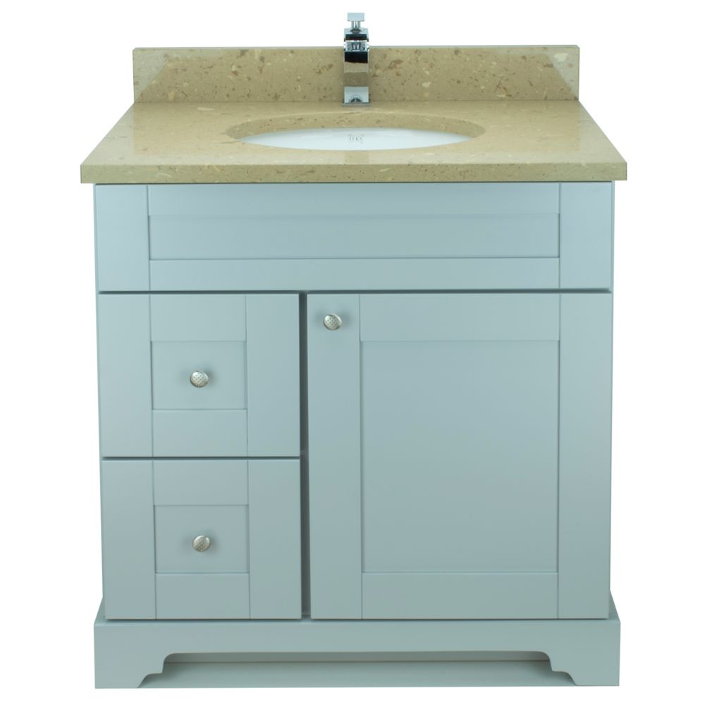 LUKX Bold Damian 30-inch Vanity In Grey Left Side Drawers With Royal ...