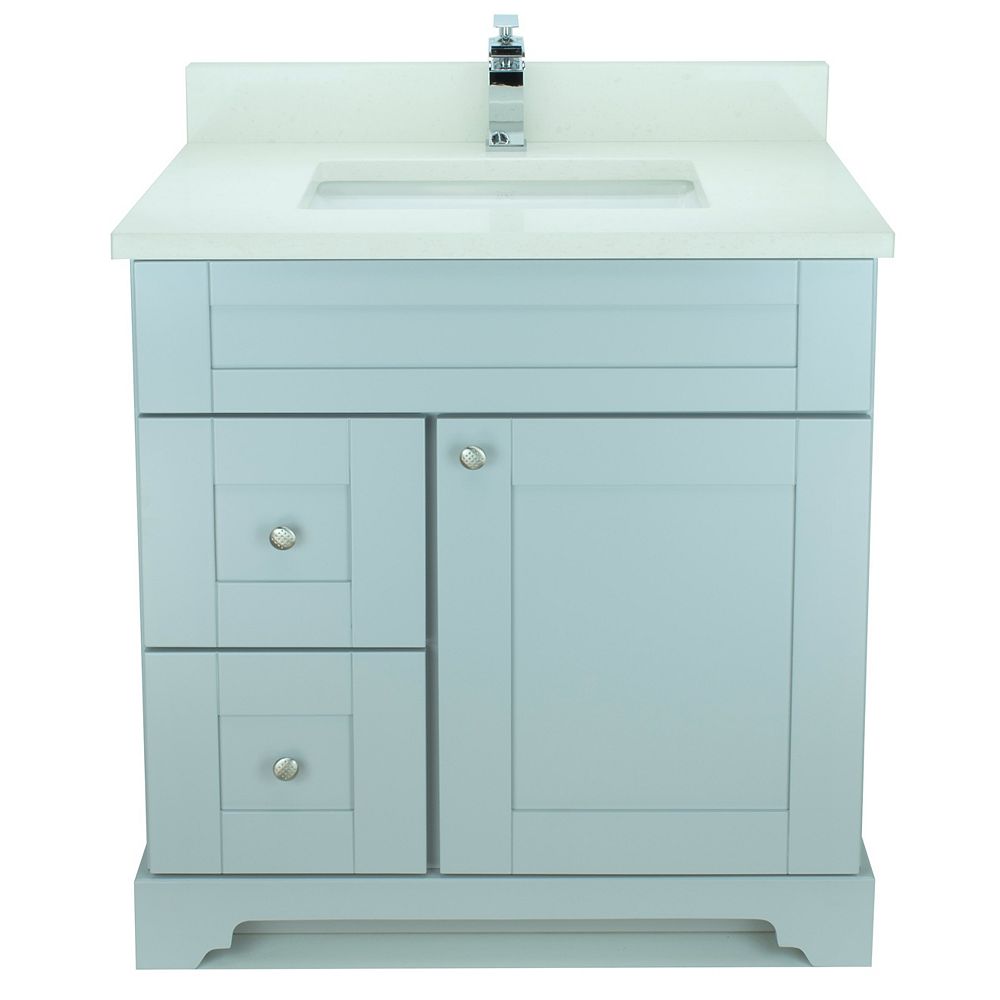 LUKX Bold Damian 30inch Vanity in Grey Left Side Drawers