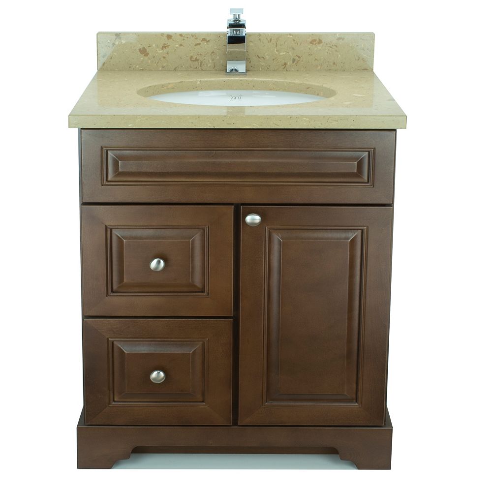 Lukx Bold Damian 30 Inch Vanity In Royalwood Left Side Drawers