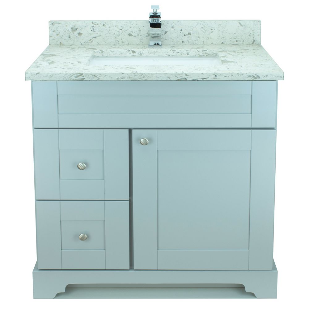 Lukx Bold Damian 36 Inch Vanity In Grey Left Side Drawers With Milky Way Quartz Top The Home Depot Canada Lukx Bold Damian 36 Inch Vanity In Grey Left Side Drawers With Milky Way Quartz Top The Home Depot Canada