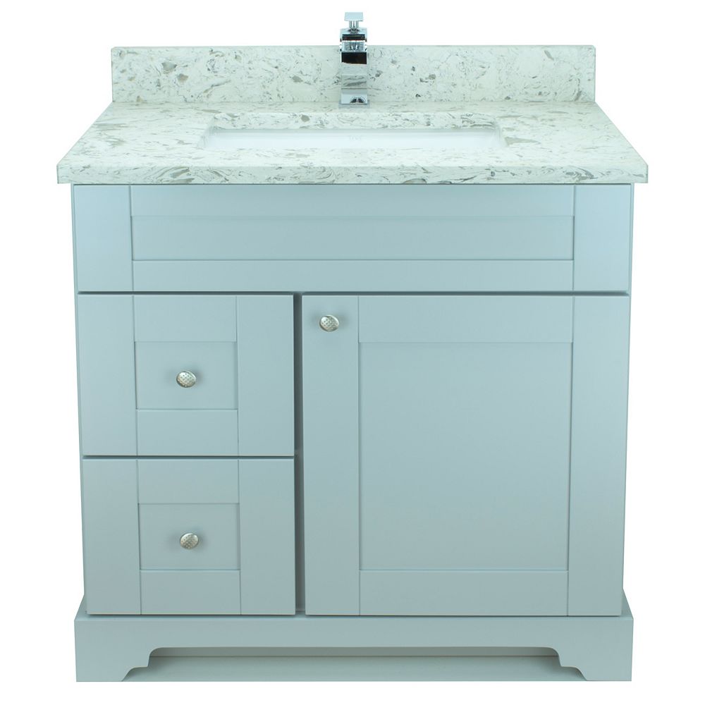 LUKX Bold Damian 36inch Vanity in Grey Left Side Drawers