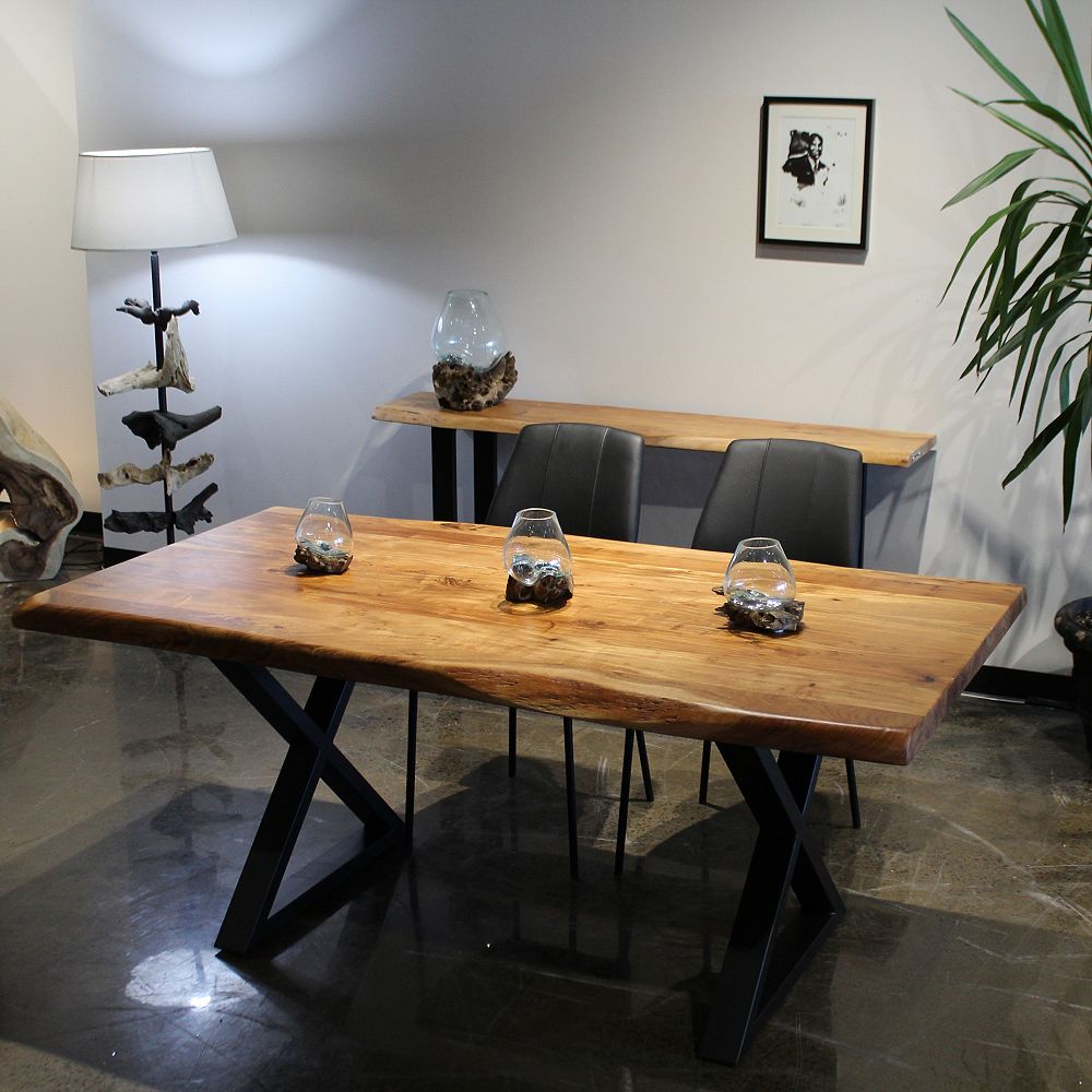 CORCORAN 72'' LIVE EDGE ACACIA TABLE WITH BLACK X LEGS The Home Depot