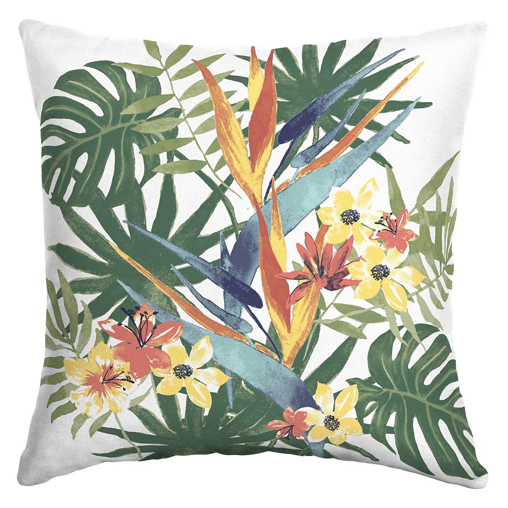 Hampton Bay Bird of Paradise Outdoor Square Throw Pillow The Home