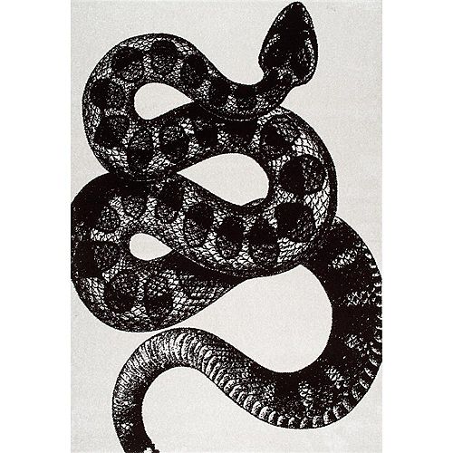 Thomas Paul Power loomed Serpent Black and White 5 ft. x 8 ft. Indoor Area Rug