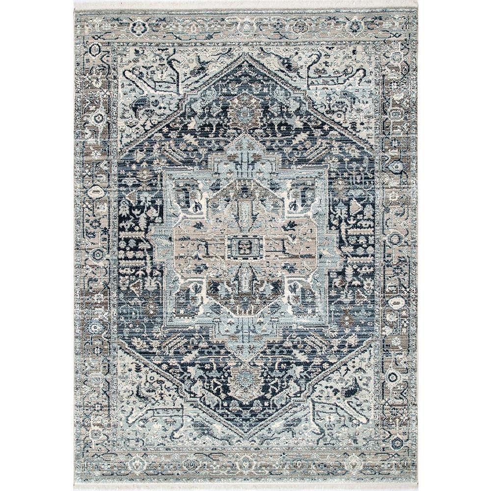 nuLOOM Vintage Harriet Medallion Fringe Dark Blue 8 ft. x 10 ft. Indoor