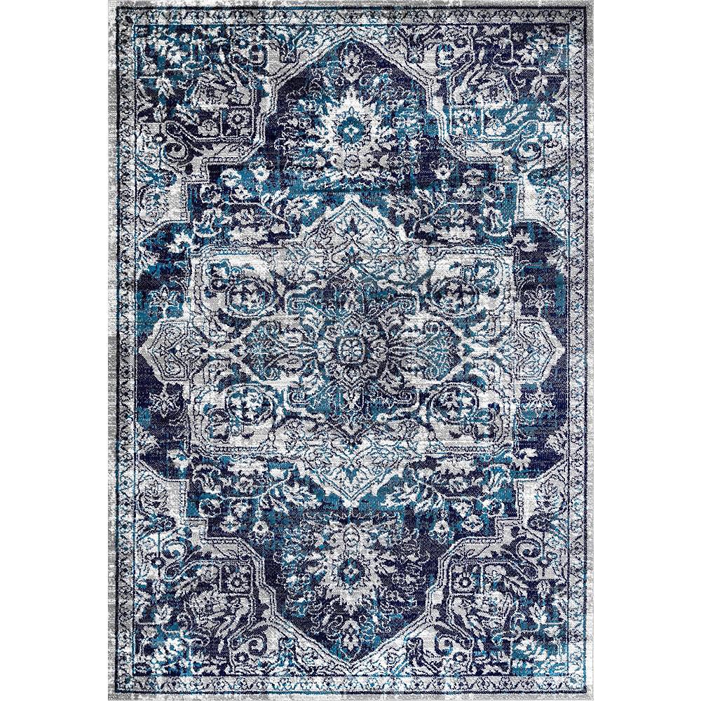 nuLOOM Transitional Medallion Maryanne Blue 9 ft. x 12 ft. Indoor Area