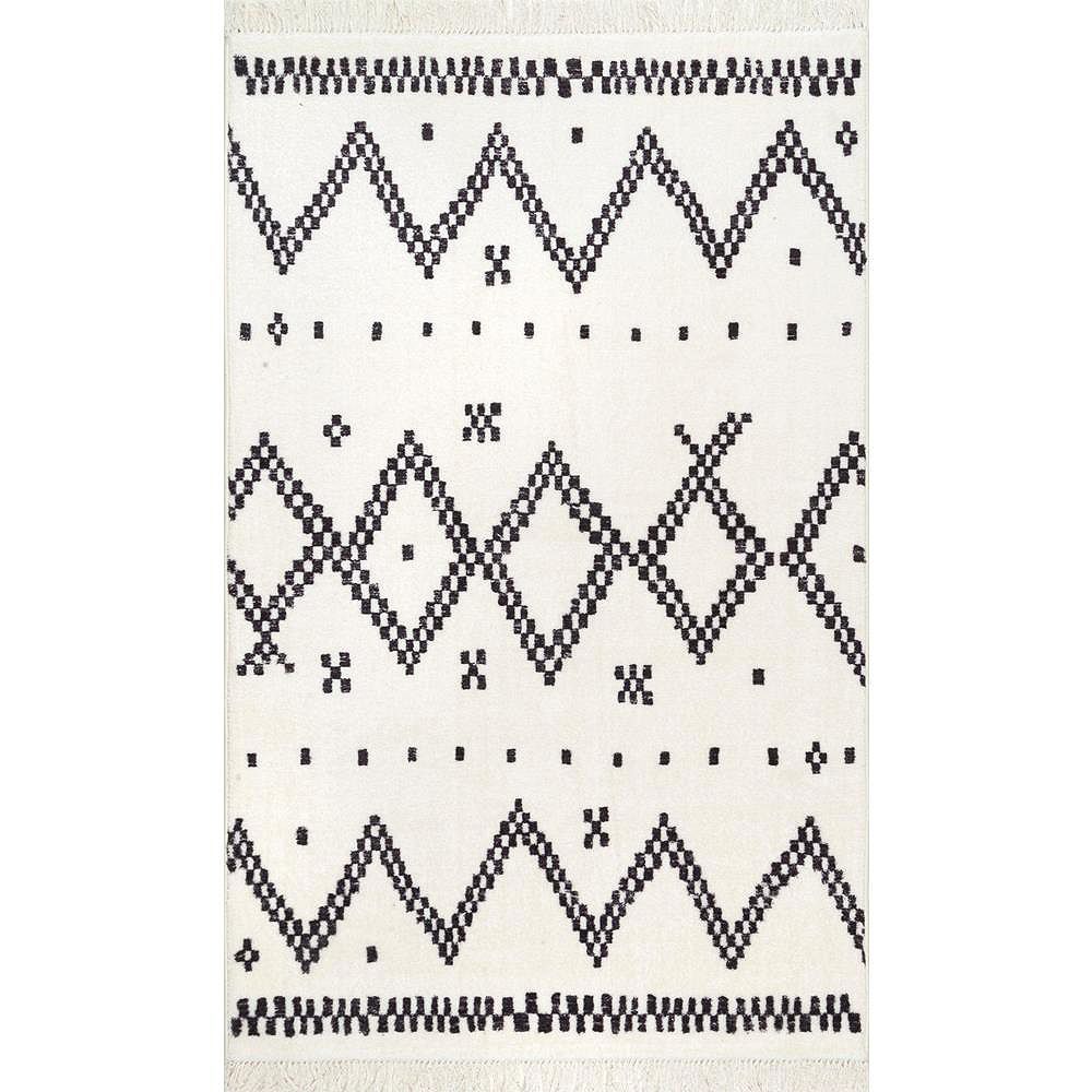 nuLOOM Tracy Moroccan Tassel Off White 6 ft. 7inch x 9 ft. Indoor Area Rug The Home Depot Canada