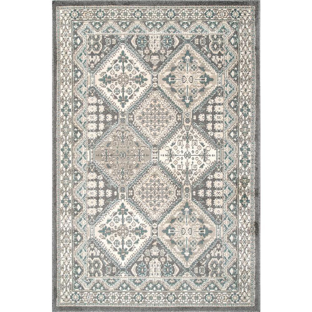nuLOOM Vintage Tile Becca Charcoal 6 ft. 7inch x 9 ft. Indoor Area Rug