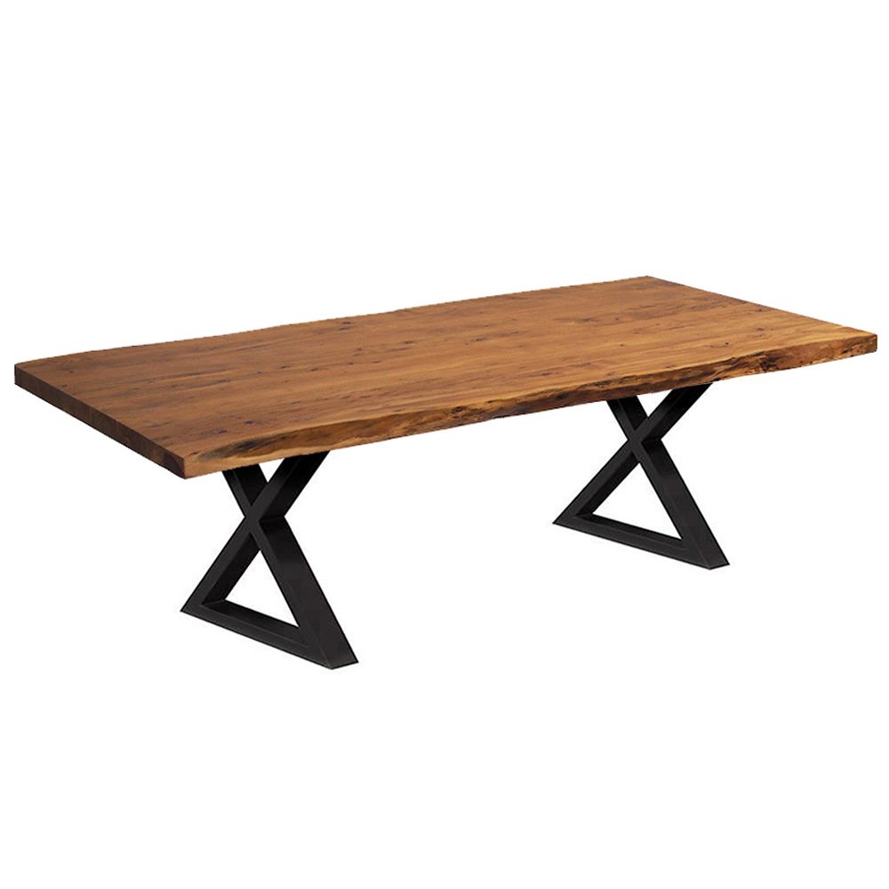 CORCORAN 96'' LIVE EDGE ACACIA TABLE WITH BLACK X LEGS The Home Depot