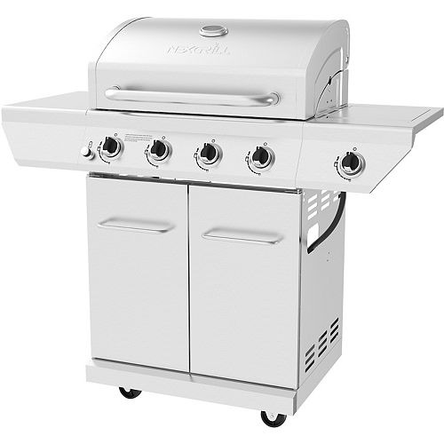 60,000 BTU 4-Burner Propane BBQ in Stainless Steel with 626 sq. Inches of Cooking Surface and Side Burner