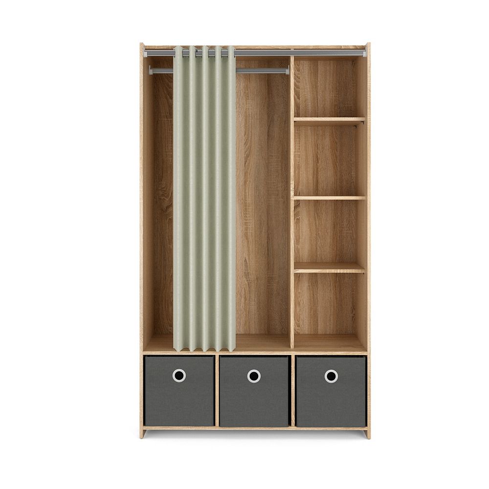Tvilum Lola Armoire dressing avec rideau, Coloris Structure Chêne/Tissu