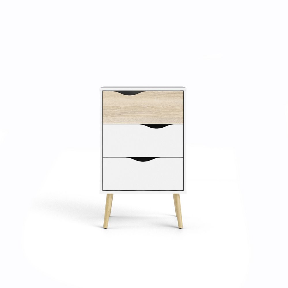 Tvilum Diana Nightstand With 3 Drawers In White Oak Structure The Home Depot Canada