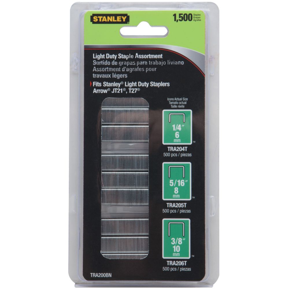 Stanley Tra206T 3//8 Inch Light Duty Staples 2 pack Pack of 1000