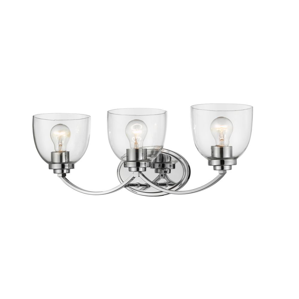 Filament Design 3-Light Chrome Vanity With Clear Glass - 7.25 Inch ...