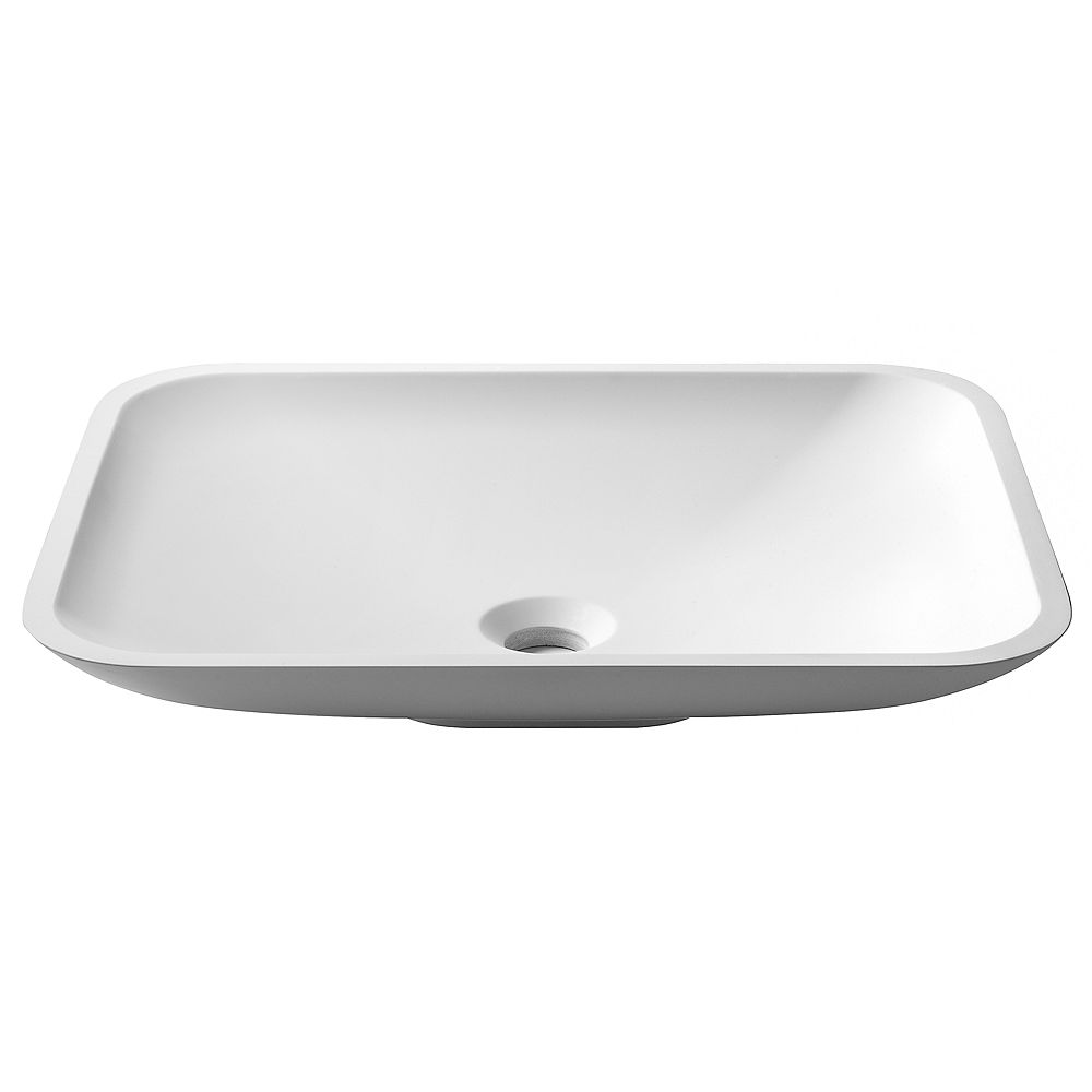 Kraus Rectangle Vessel Bathroom Sink with Matte Finish and Nano Coating in White | The Home 