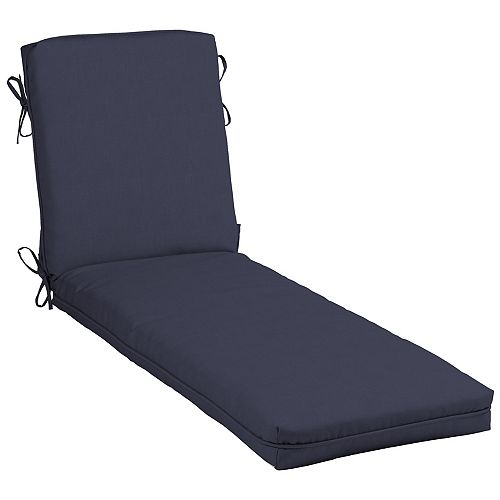 Hampton Bay CushionGuard Fade-Resistant Outdoor Chaise Lounge Cushion in Midnight