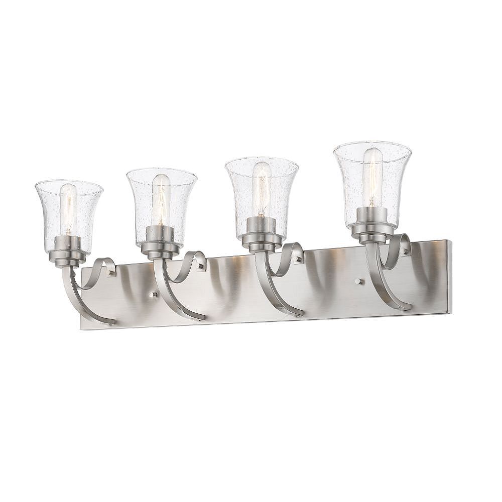 Filament Design 4Light Brushed Nickel Vanity with Clear Seedy Glass 10.5 inches The Home