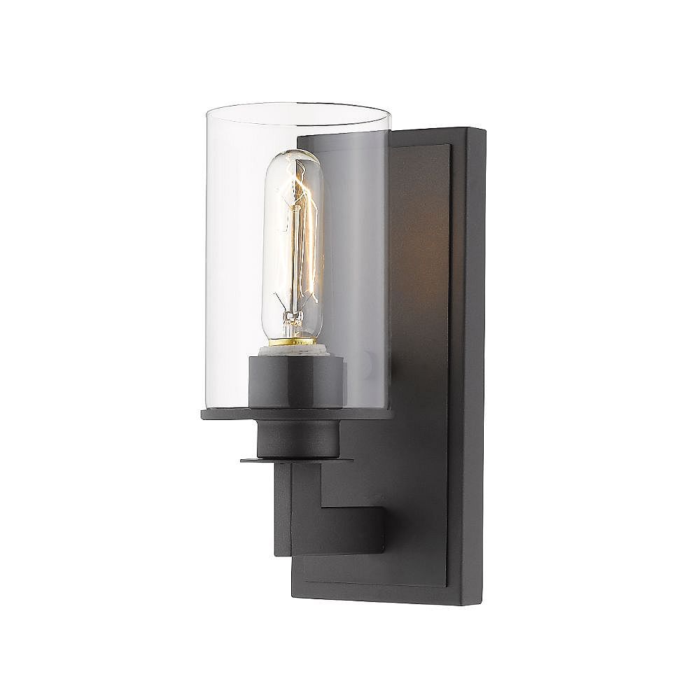 Filament Design 1 Light Bronze Wall Sconce With Clear Glass 55 Inch The Home Depot Canada