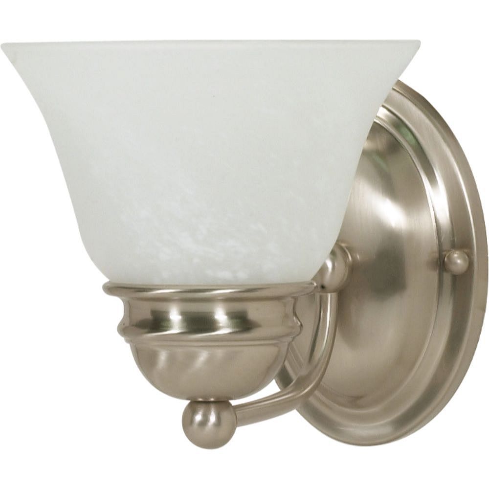 Filament Design 1Light Brushed Nickel Bath Vanity Light with Alabaster Shade The Home Depot