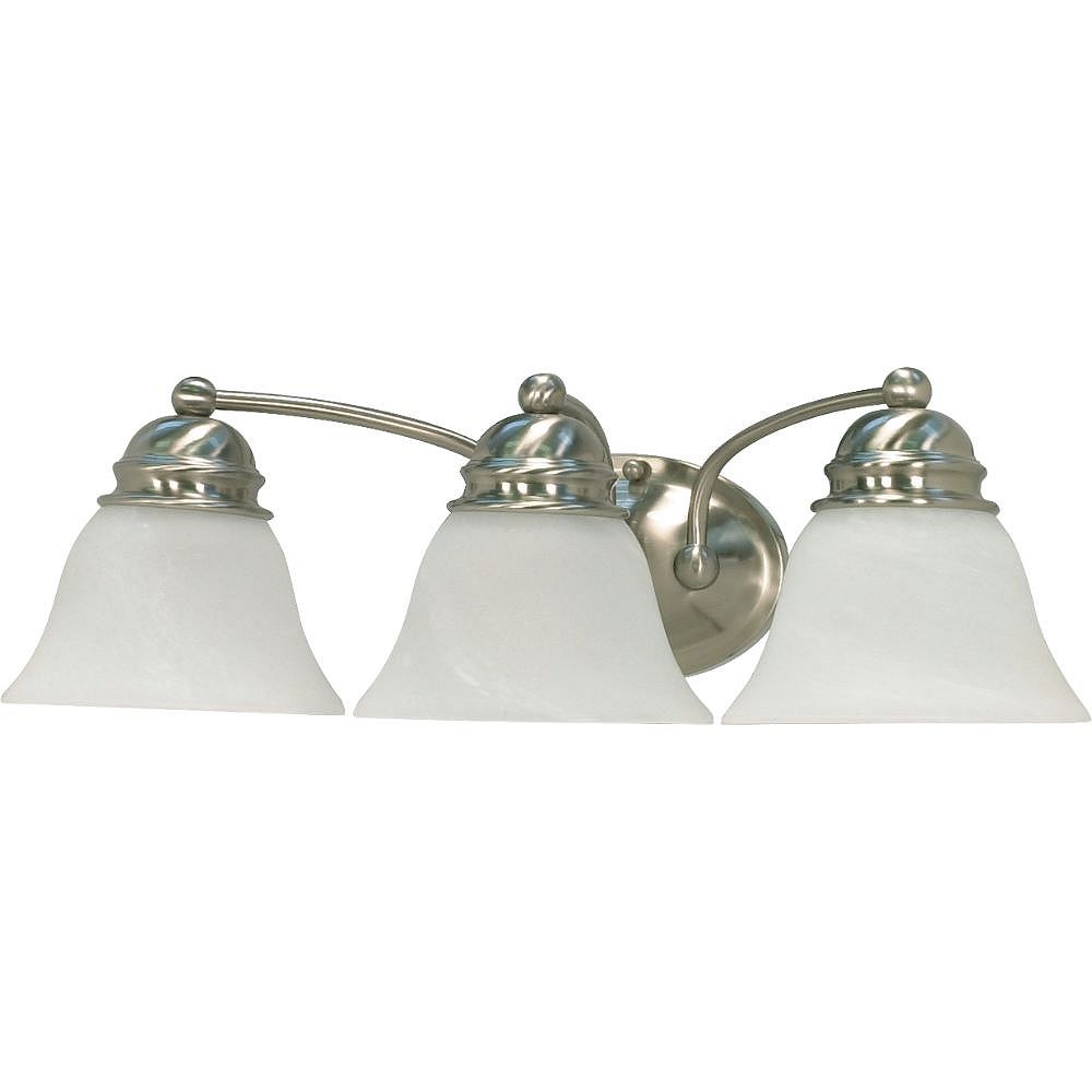 Filament Design 3Light Brushed Nickel Bath Vanity Light with Alabaster