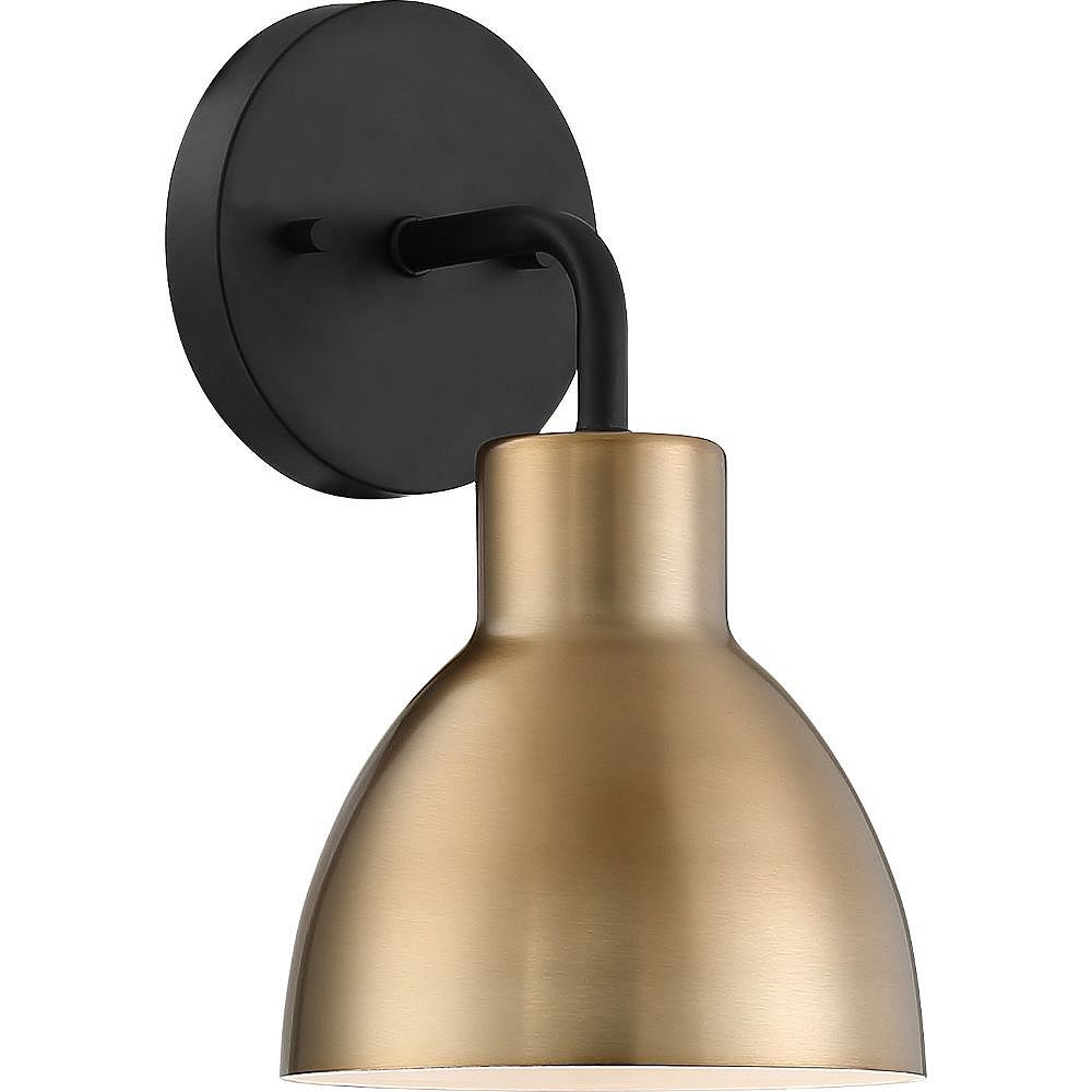 Filament Design 1Light Matte Black and Burnished Brass Bath Vanity