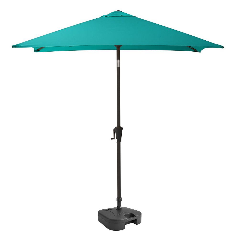 Corliving Square Tilting Turquoise Blue Patio Umbrella with Umbrella