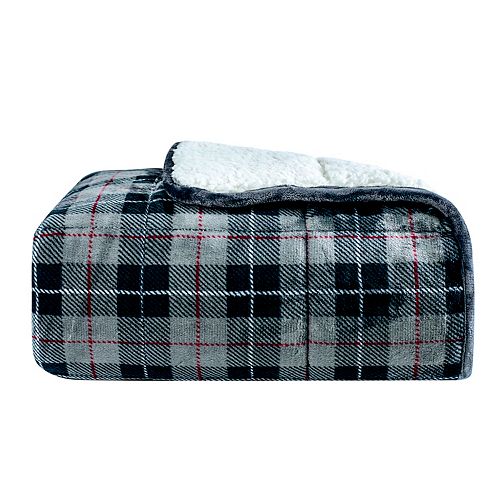 10 lb Velvet to Sherpa Weighted Throw Blanket Grey Plaid