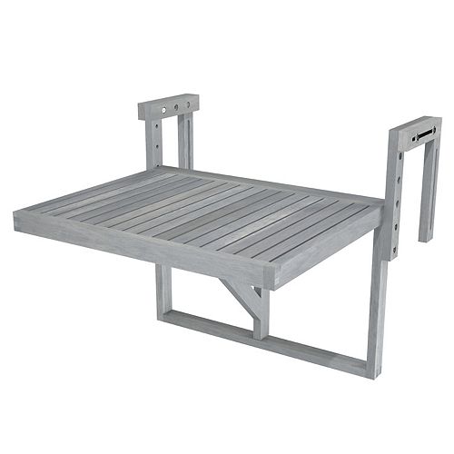 STOCKHOLM Acacia Balcony Railing Table, 24" x 18" Table, Dusk Grey