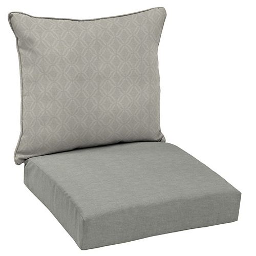 Hampton Bay CushionGuard 2-Piece Deep Seating Outdoor Lounge Chair Cushion Shadow Gray Trellis