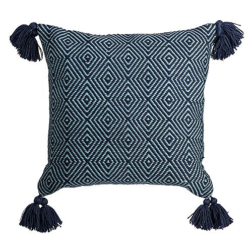 Fade-Resistant Outdoor Throw Pillow in Diamond Weave Pattern