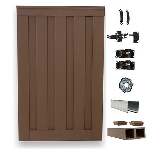 4 ft. x 6 ft. Trex Seclusions Saddle Brown Single Gate Panel Kit with Posts And Gate Hardware