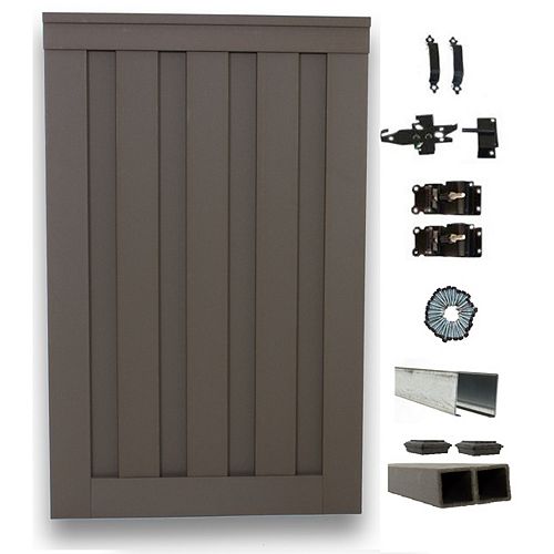 4 ft. x 6 ft. Trex Seclusions Winchester Grey Single Gate Panel Kit with Posts And Gate Hardware