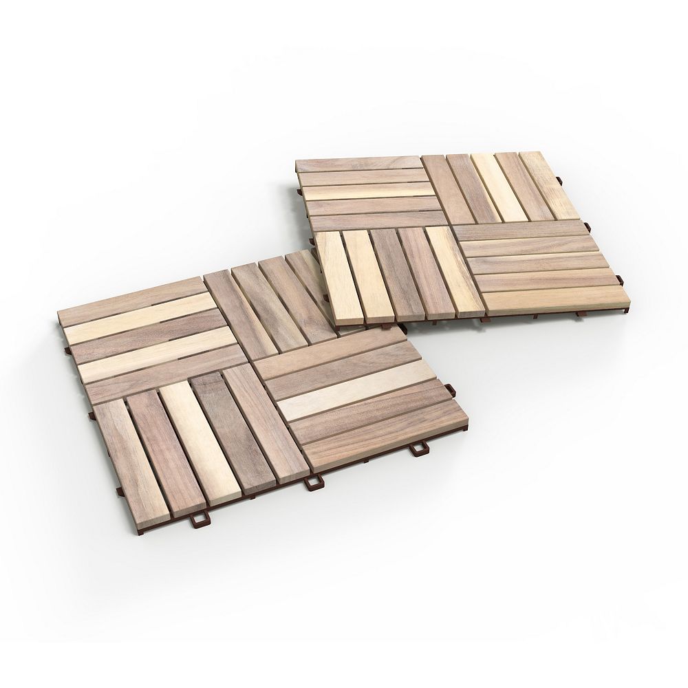 Interbuild Acacia Camp20 12 Inch X Deck Tiles In Organic White 10 Per Case The Home Depot Canada Deck Tiles In Organic White, Deck Flooring Home Depot