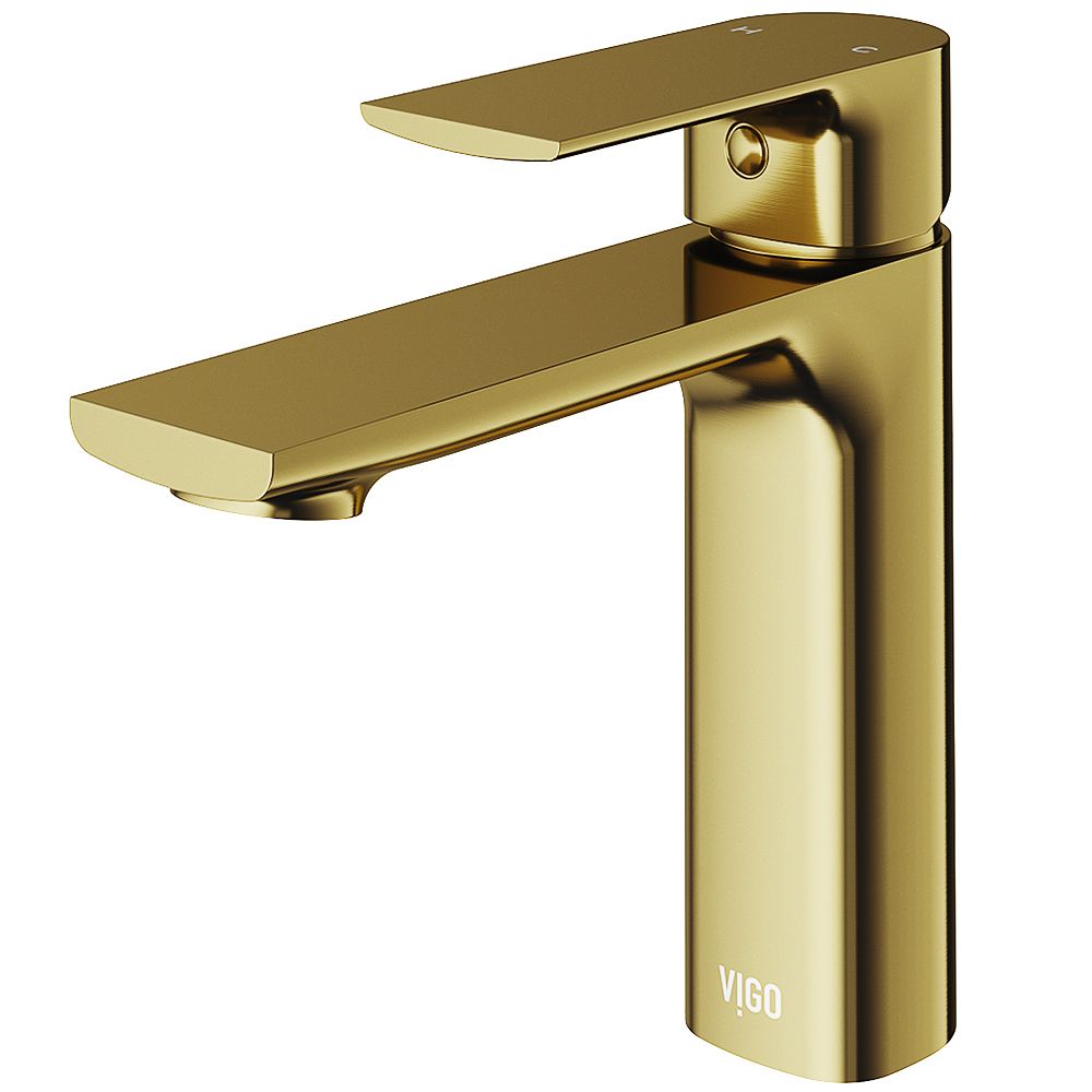 Vigo Davidson Single Hole Single Handle Bathroom Faucet In Matte Gold The Home Depot Canada 4805