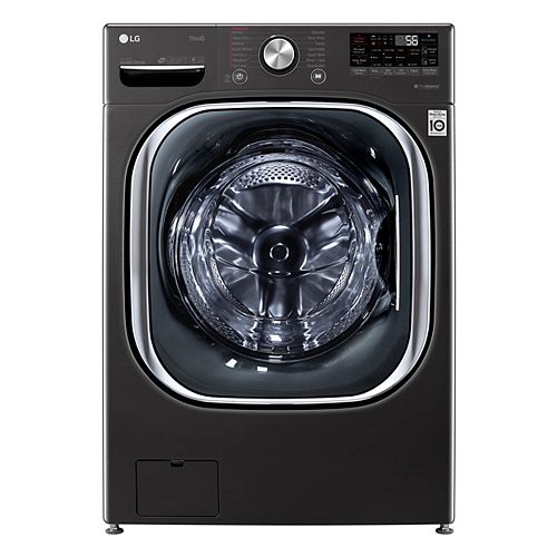 LG Electronics 5.8 cu. ft. Smart Front Load Washer with Artificial Intelligence and Wi-Fi in Black, Stackable