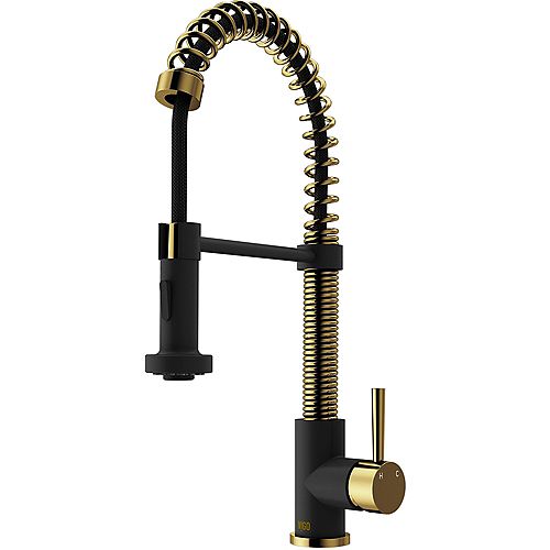 Edison Single-Handle Pull-Down Sprayer Kitchen Faucet in Matte Gold/Matte Black