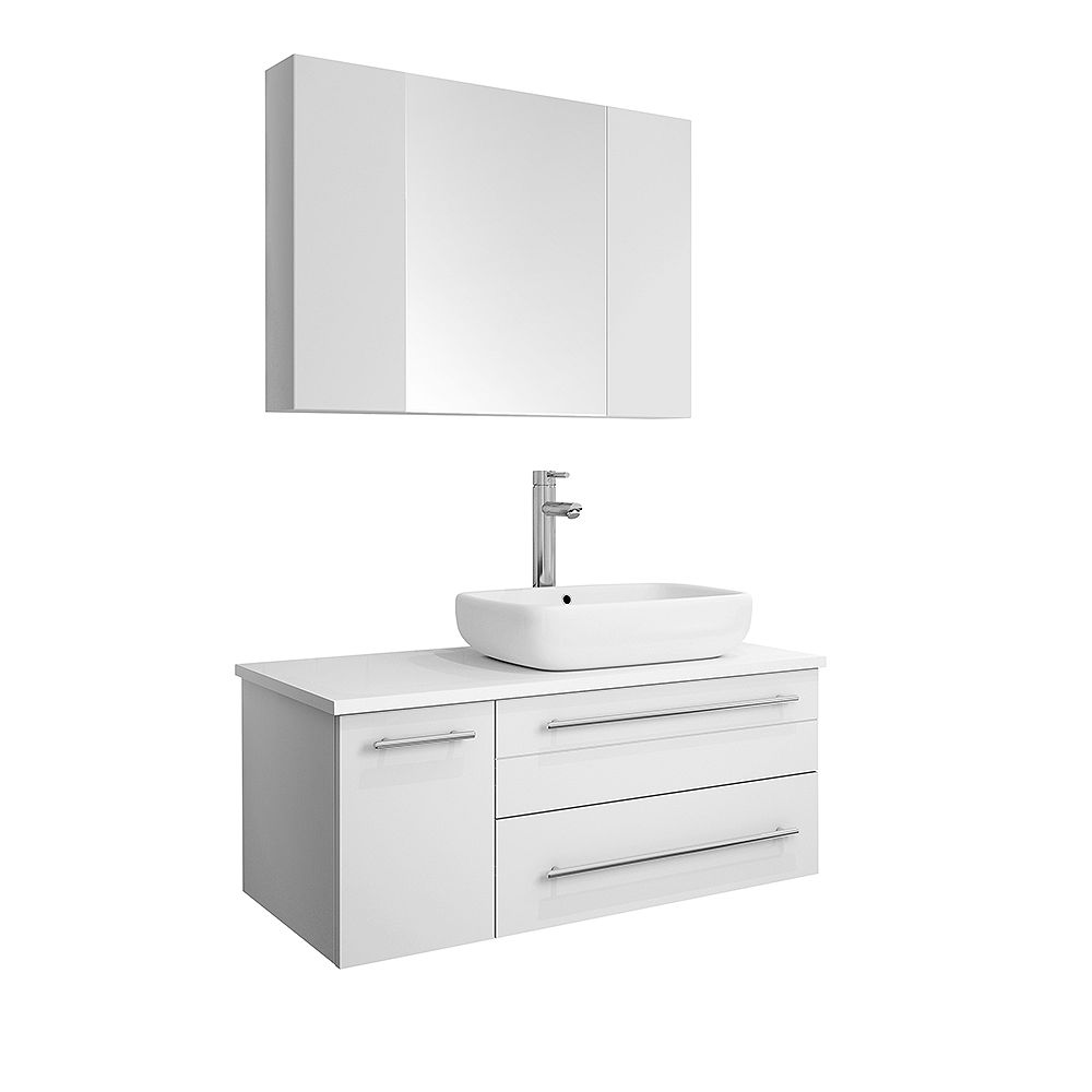 Fresca Lucera 36 Inch White Wall Hung Rhs Vessel Sink Modern Bathroom Vanity With Medicine The Home Depot Canada Fresca Lucera 36 Inch White Wall Hung Rhs Vessel Sink Modern Bathroom Vanity With Medicine The Home Depot Canada