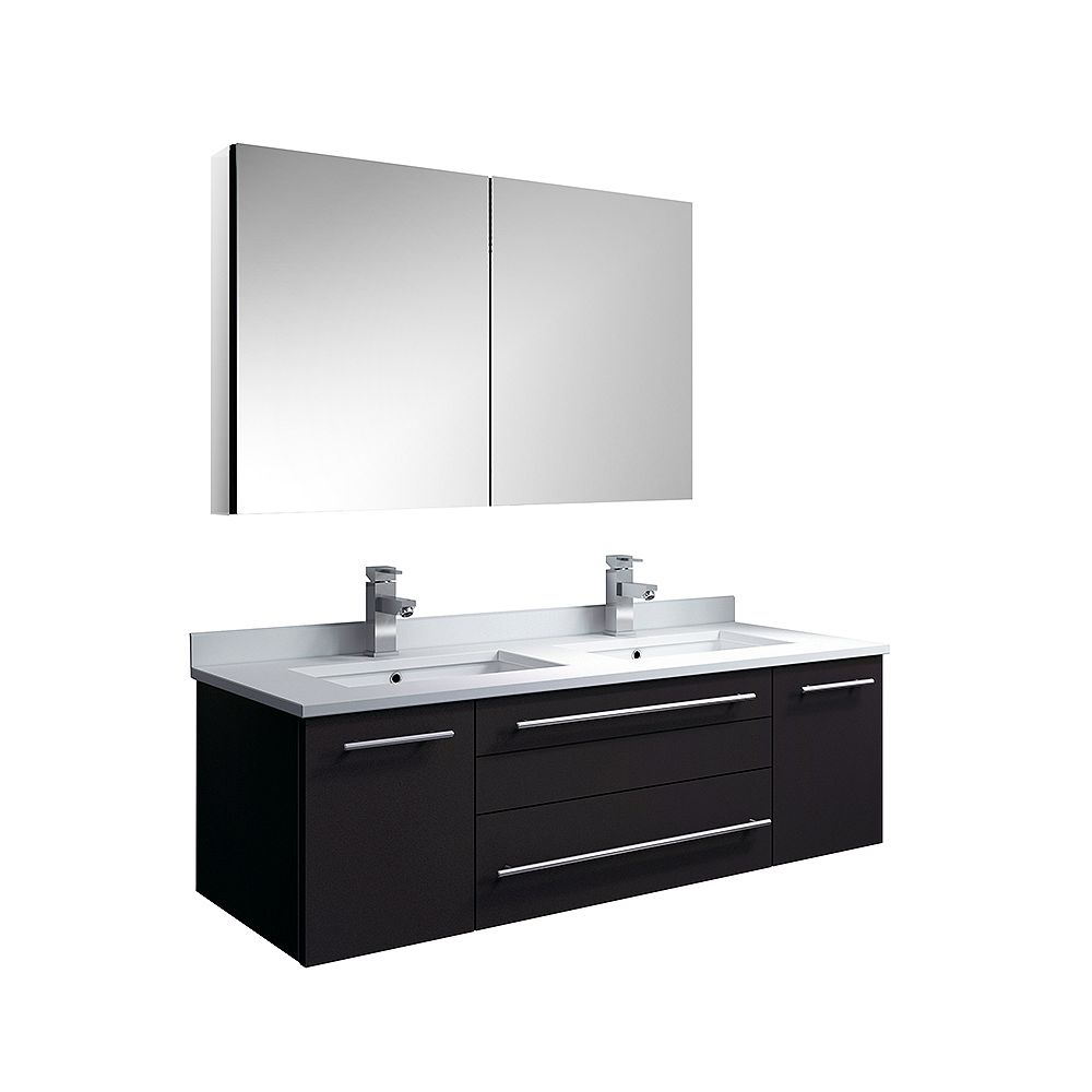 Fresca Lucera 48 In Espresso Wall Hung Double Undermount Sink Modern Bathroom Vanity With The Home Depot Canada