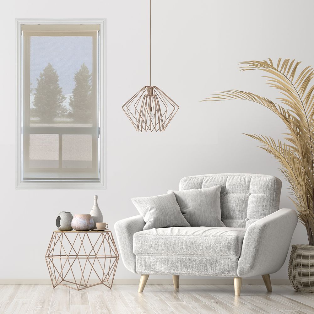 Trueview Screen Fabric Roller Shade Oyster/Beige 42 in x 48 in The