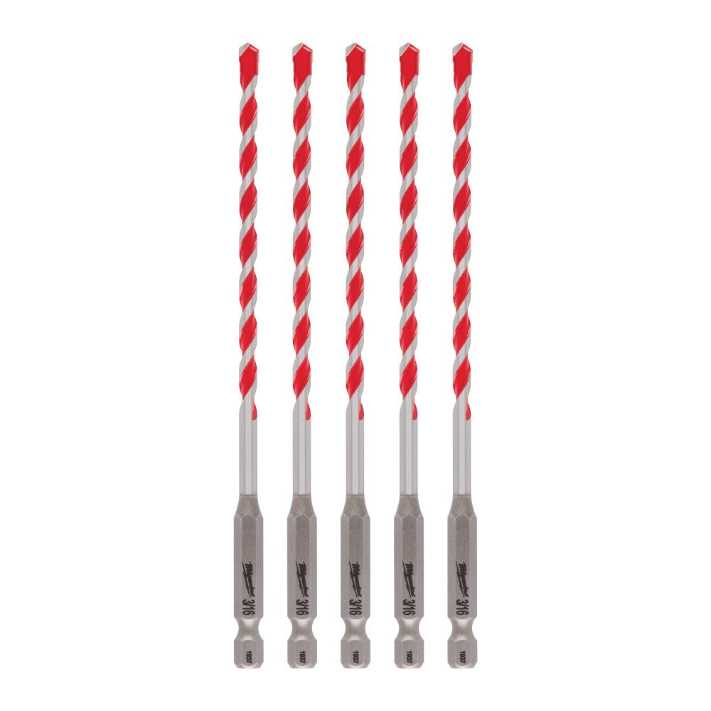 Milwaukee Tool 3/16 -inch SHOCKWAVE Carbide Hammer Drill Bits (5-Pack ...