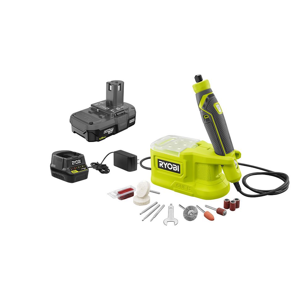 Ryobi 18v One Precision Rotary Tool Kit With 1 5ah Battery Charger And Accessories The Home Depot Canada