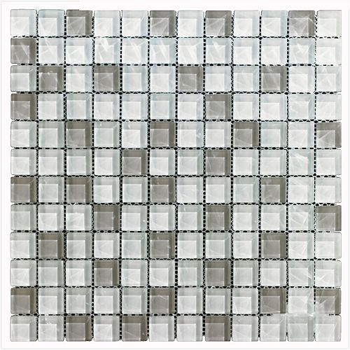 Mono Serra 12-inch x 12-inch x 8 mm Glass Mosaic Gray White (5 sq. ft. / case)