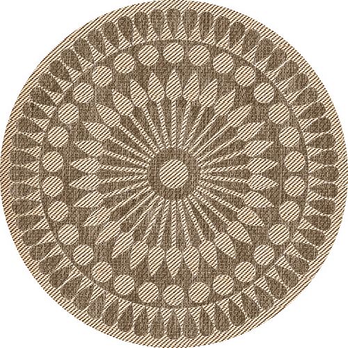 6 ft. 6-inches Round Curtis Medallion Indoor Outdoor Rug