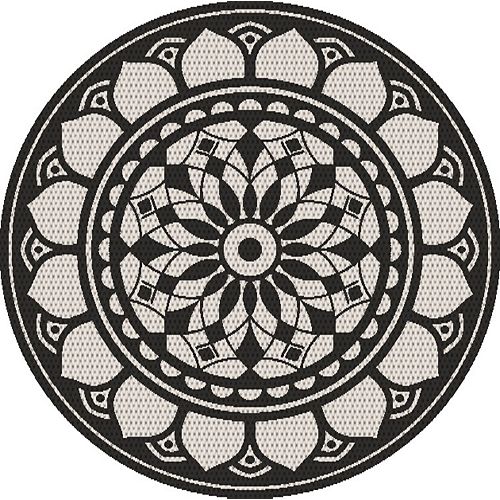 6 ft. 6-inches Round Howell Medallion Indoor Outdoor Rug