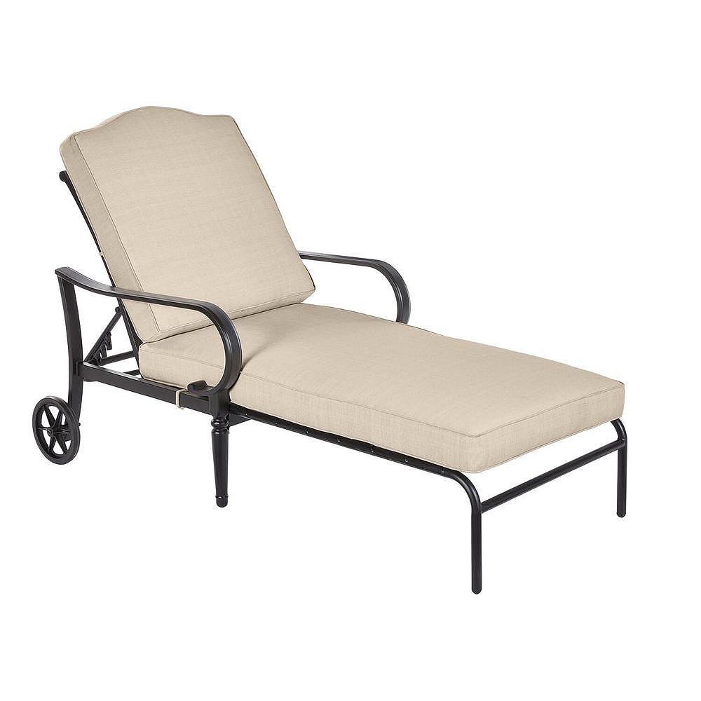 Hampton Bay Laurel Oaks Black Steel Outdoor Patio Chaise ...