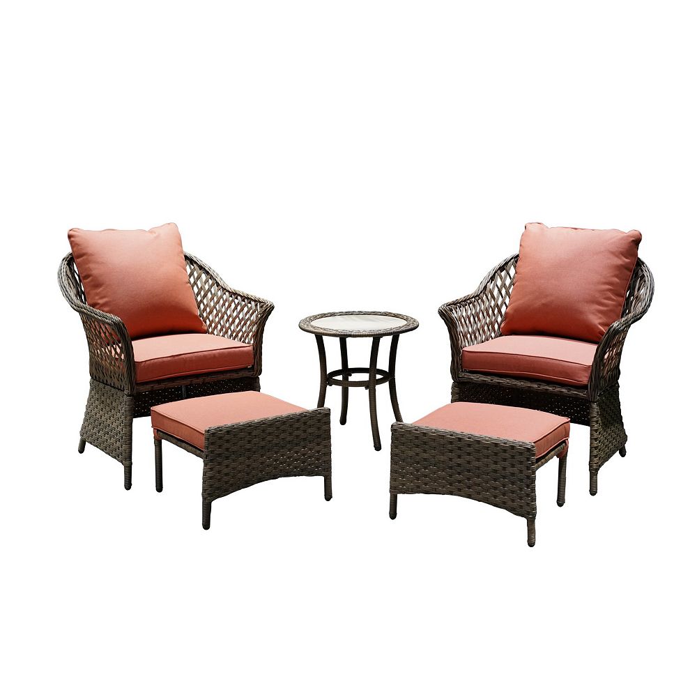 Hampton Bay Valley Spring 5Piece Wicker Patio Conversation Set with Sienna Cushions The Home