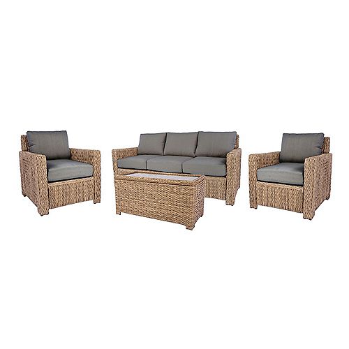 Laguna Point Natural Tan 4pc Sofa Chat Set with Dull Grey Cushion