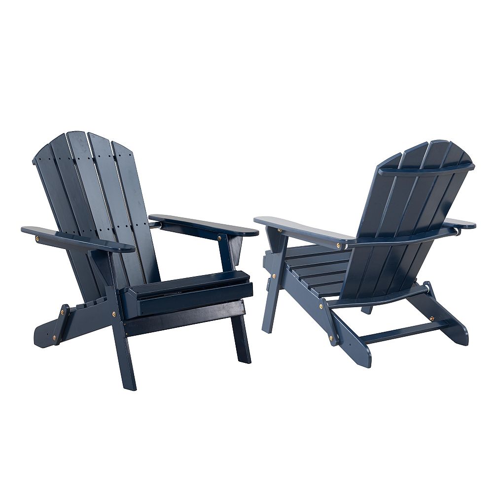 Hampton bay Classic Midnight Navy Blue Folding Wooden Adirondack Chair